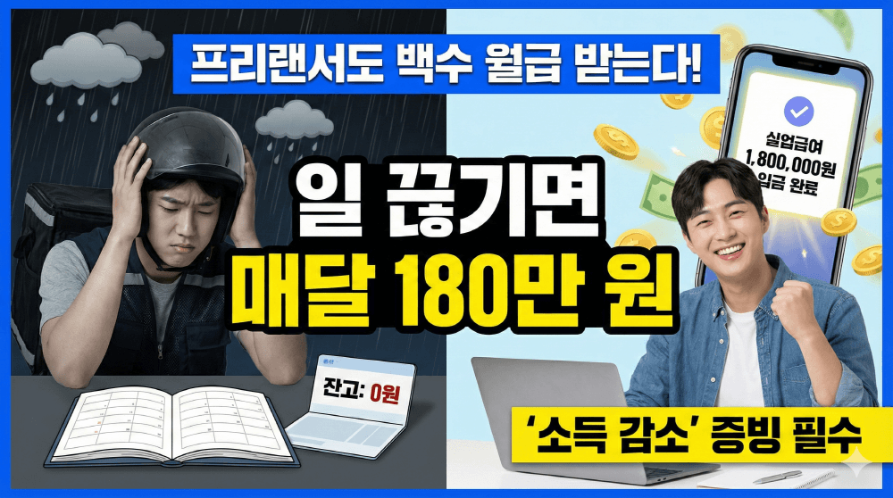 2026년 프리랜서 특고 배달라이더 실업급여 180만 원 조건 안내 이미지
