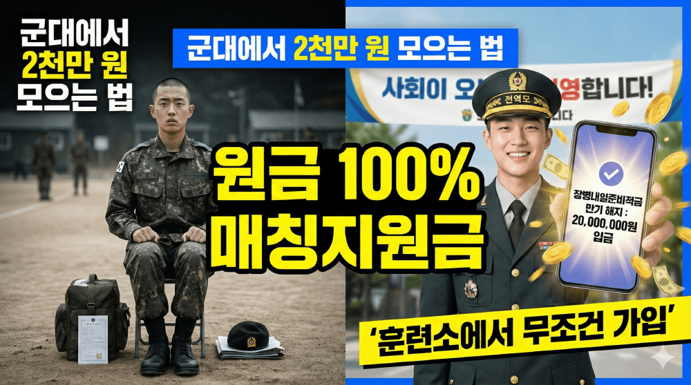 2026년 장병내일준비적금 매칭지원금 2천만 원 은행 비교 요약 썸네일