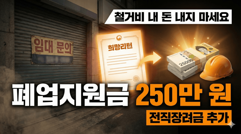 2026년 소상공인 희망리턴패키지 철거비 600만 원 수령 안내 이미지