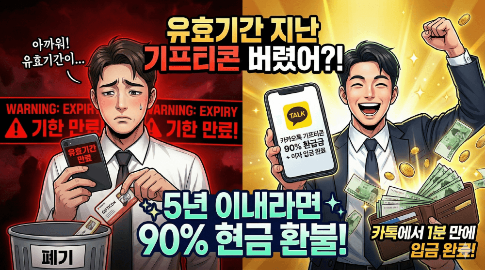 2026년 카톡 기프티콘 모바일 상품권 90% 현금 환불 안내 이미지